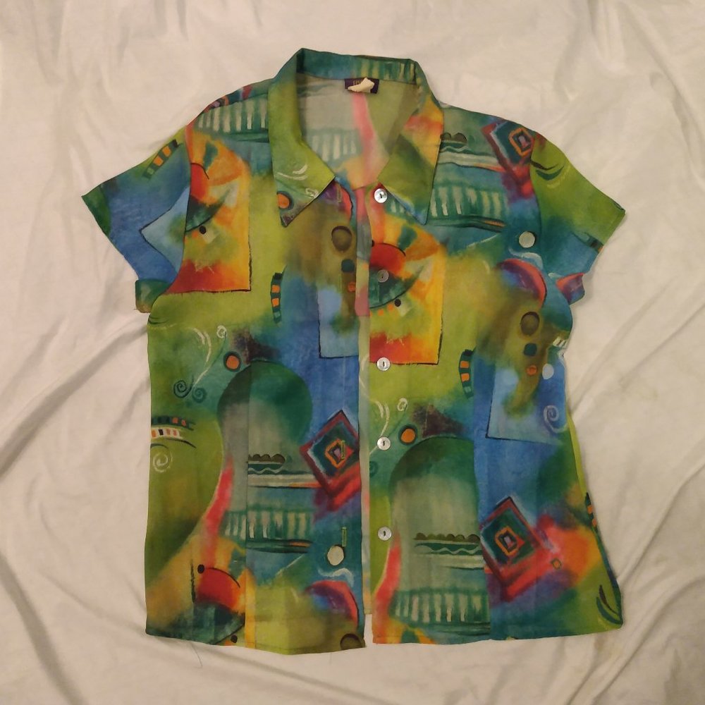 Colorful button down t-shirt